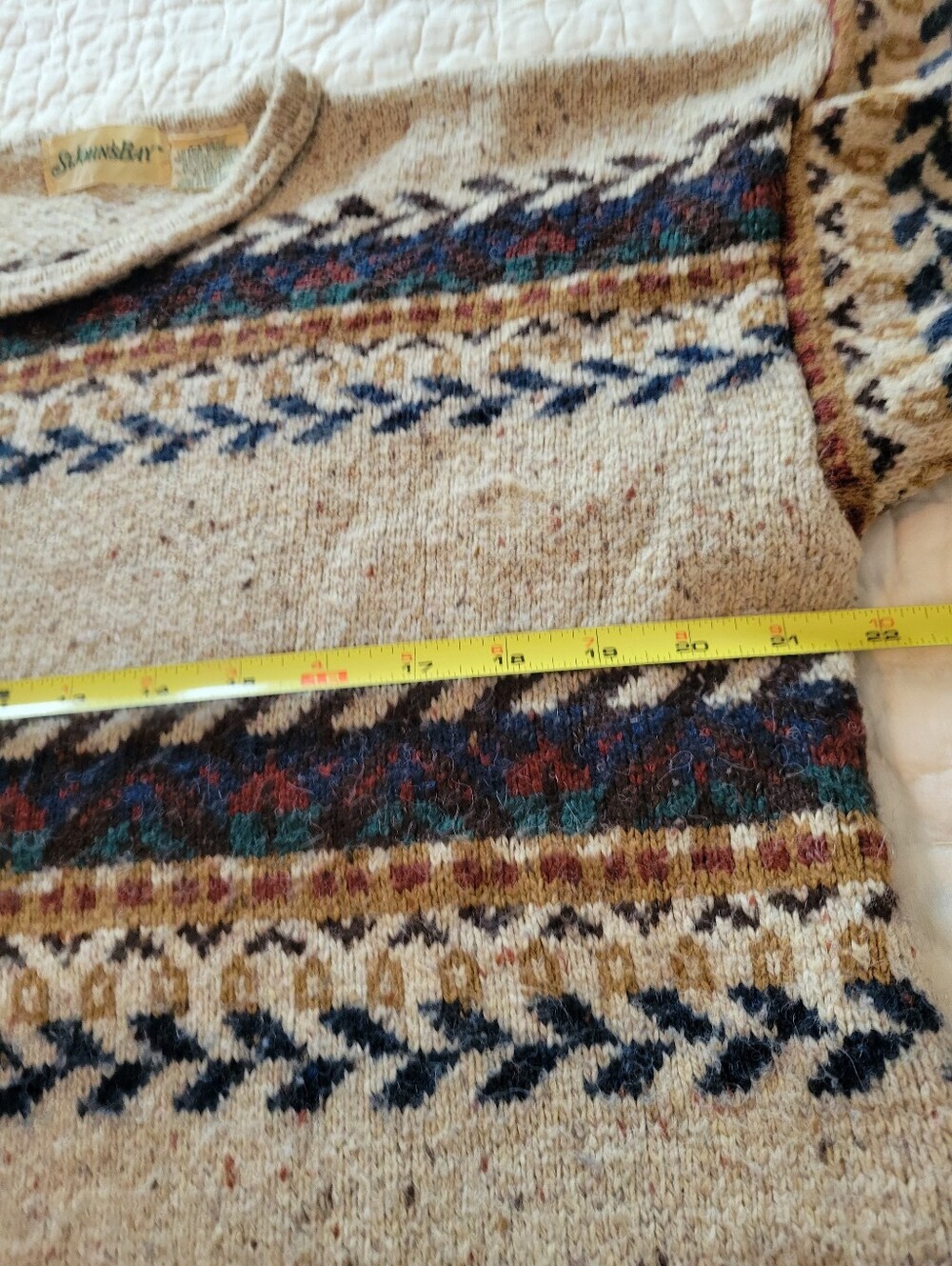 Vintage St. John’s Bay Fair Isle Knit Sweater Beige Earth Tone cabin Crewneck XL - Picture 8 of 9
